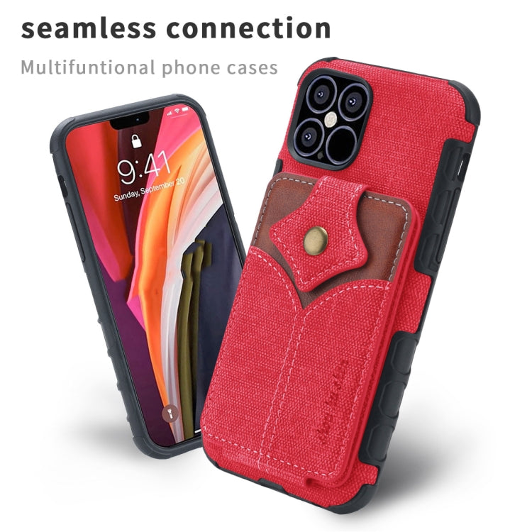 For iPhone 12 mini Cloth Texture + PU + TPU Shockproof Protective Case with Card Slots