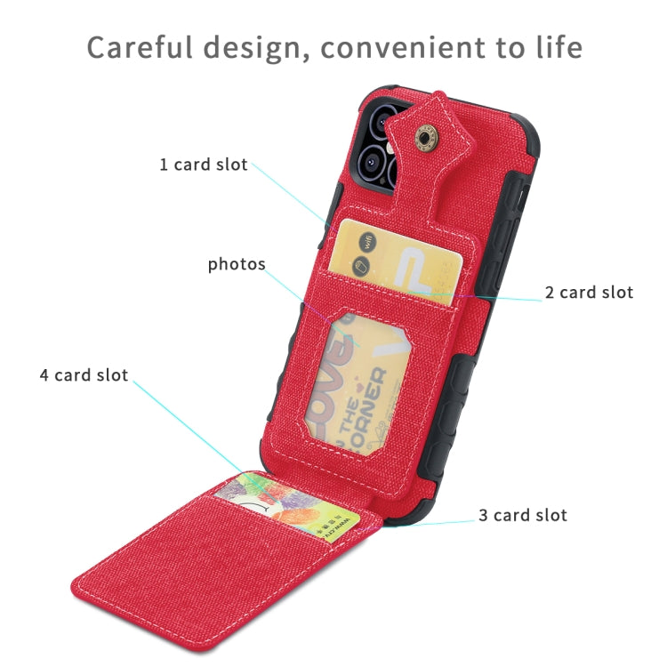 For iPhone 12 mini Cloth Texture + PU + TPU Shockproof Protective Case with Card Slots