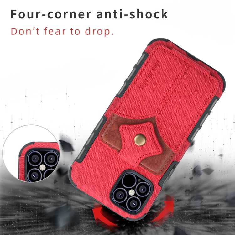 For iPhone 12 mini Cloth Texture + PU + TPU Shockproof Protective Case with Card Slots