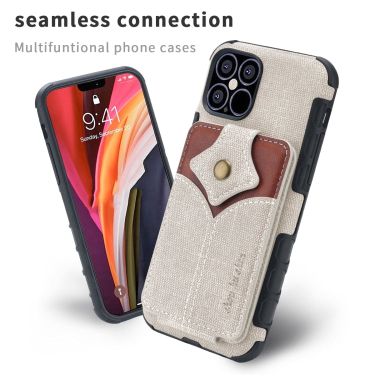 For iPhone 12 mini Cloth Texture + PU + TPU Shockproof Protective Case with Card Slots
