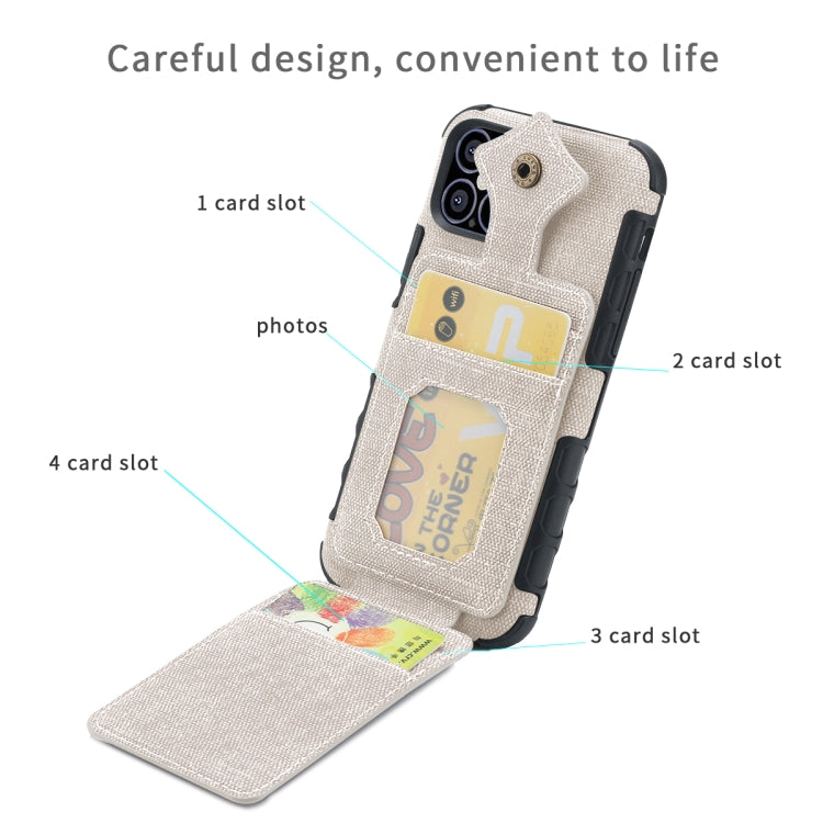 For iPhone 12 mini Cloth Texture + PU + TPU Shockproof Protective Case with Card Slots