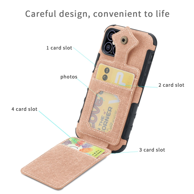 For iPhone 12 Pro Max Cloth Texture + PU + TPU Shockproof Protective Case with Card Slots