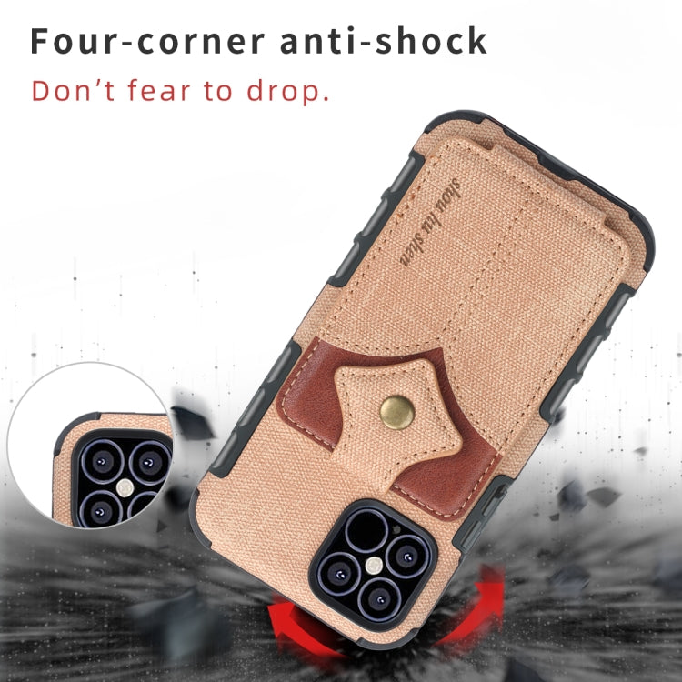 For iPhone 12 Pro Max Cloth Texture + PU + TPU Shockproof Protective Case with Card Slots