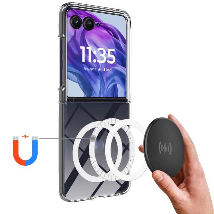 For Motorola Razr+ 2025 Scratchproof PC Transparent MagSafe Phone Case - Transparent
