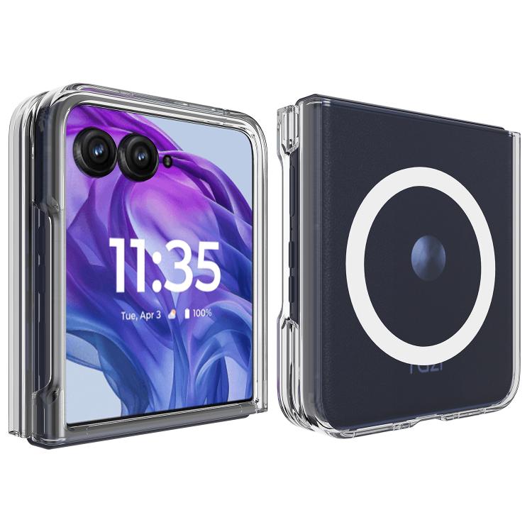 For Motorola Razr+ 2025 Scratchproof PC Transparent MagSafe Phone Case - Transparent