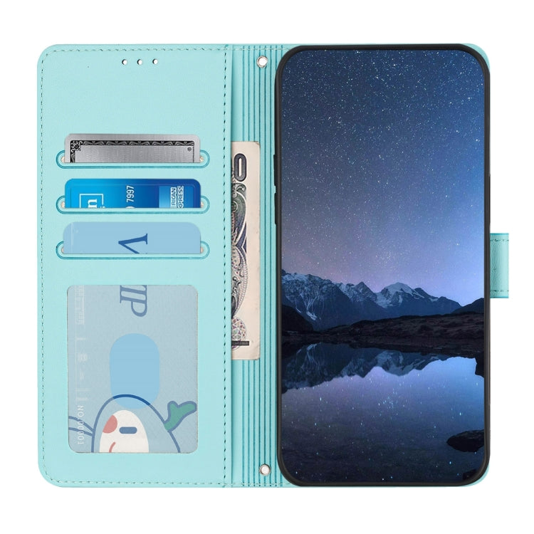 For Redmi Note 14 5G Cat Rat Embossed Pattern RFID Leather Phone Case with Lanyard