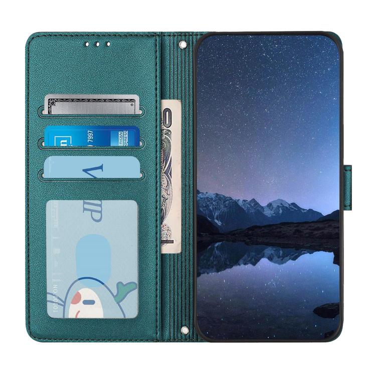 For Redmi Note 14 4G 164.84mm Cat Rat Embossed Pattern RFID Leather Phone Case with Lanyard