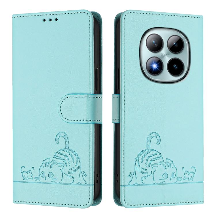 For Redmi Note 15 Pro+ 5G Global 163.3mm Cat Rat Embossed Pattern RFID Leather Phone Case with Lanyard