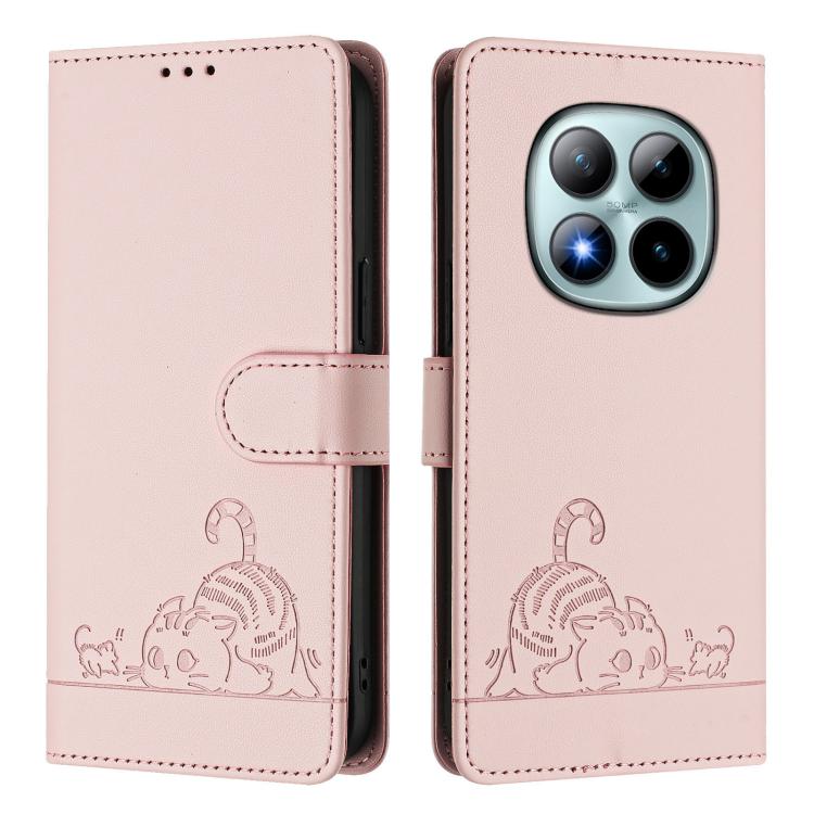 For Redmi Note 15 Pro+ 5G Global 163.3mm Cat Rat Embossed Pattern RFID Leather Phone Case with Lanyard