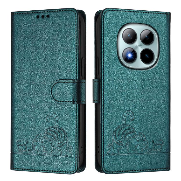 For Redmi Note 15 Pro+ 5G Global 163.3mm Cat Rat Embossed Pattern RFID Leather Phone Case with Lanyard