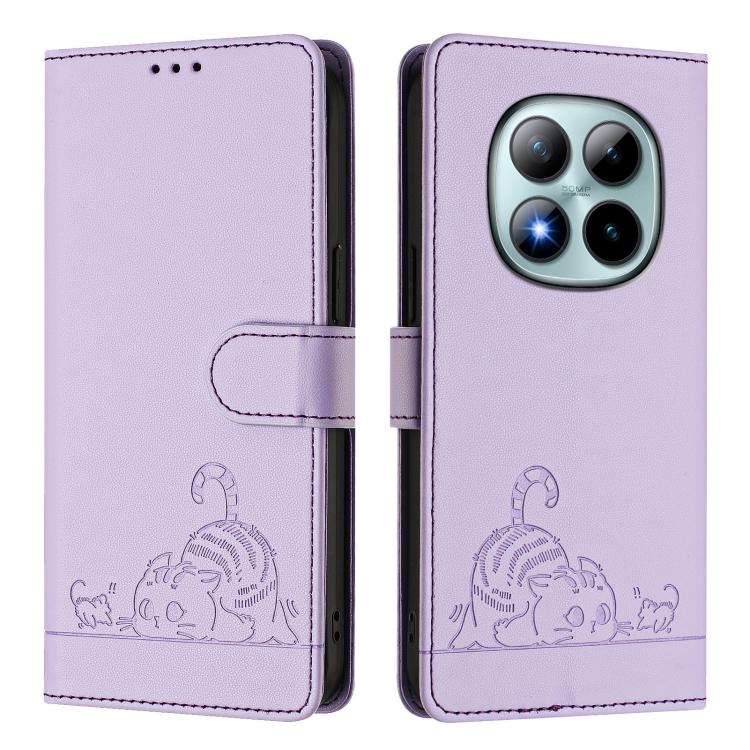 For Redmi Note 15 Pro+ 5G Global 163.3mm Cat Rat Embossed Pattern RFID Leather Phone Case with Lanyard