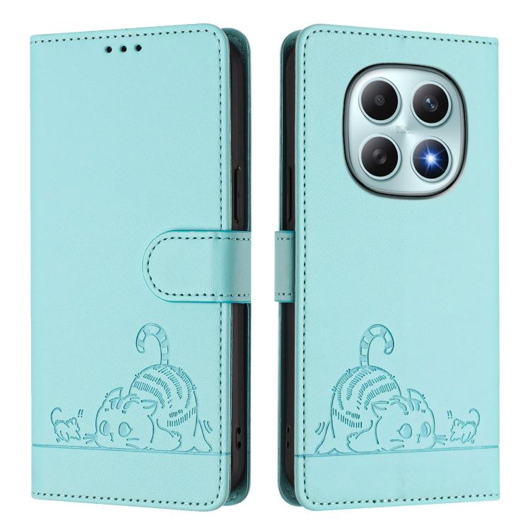 For Redmi Note 15 4G / 5G Global 164mm Cat Rat Embossed Pattern RFID Leather Phone Case with Lanyard