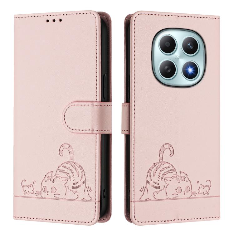 For Redmi Note 15 4G / 5G Global 164mm Cat Rat Embossed Pattern RFID Leather Phone Case with Lanyard