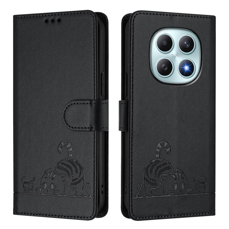 For Redmi Note 15 4G / 5G Global 164mm Cat Rat Embossed Pattern RFID Leather Phone Case with Lanyard
