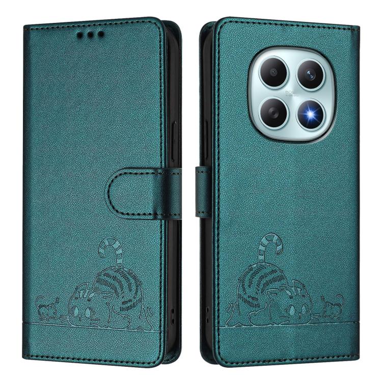 For Redmi Note 15 4G / 5G Global 164mm Cat Rat Embossed Pattern RFID Leather Phone Case with Lanyard