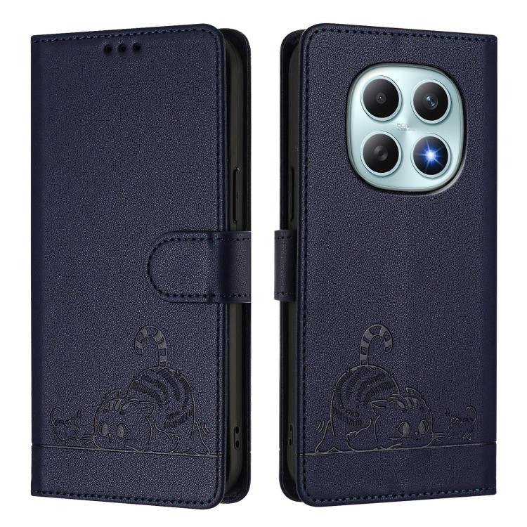 For Redmi Note 15 4G / 5G Global 164mm Cat Rat Embossed Pattern RFID Leather Phone Case with Lanyard