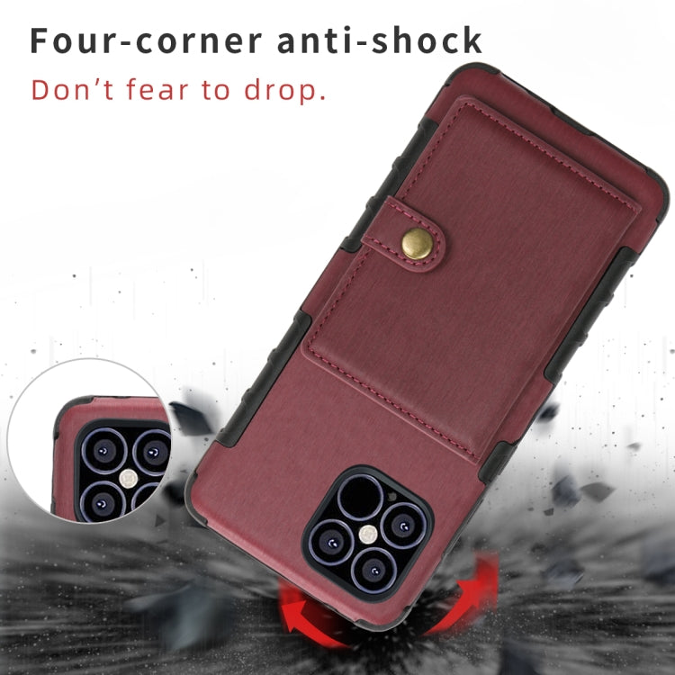 For iPhone 12 mini Brushed Texture Shockproof PU + TPU Case with Card Slots & Wallet & Photo Frame