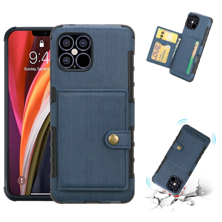 For iPhone 12 mini Brushed Texture Shockproof PU + TPU Case with Card Slots & Wallet & Photo Frame