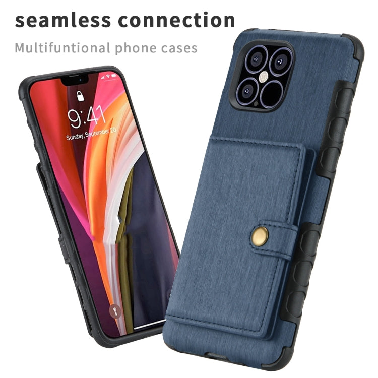 For iPhone 12 mini Brushed Texture Shockproof PU + TPU Case with Card Slots & Wallet & Photo Frame
