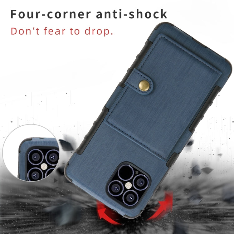 For iPhone 12 mini Brushed Texture Shockproof PU + TPU Case with Card Slots & Wallet & Photo Frame