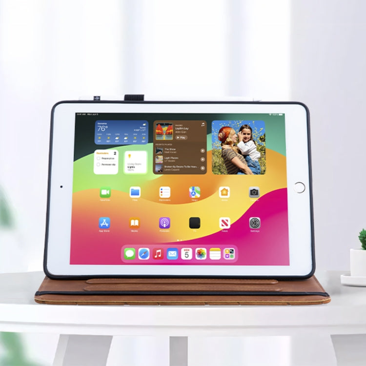 For iPad Pro 11 2022 / 2021 / 2020 Embossed Geometric Leather Smart Tablet Case - Brown