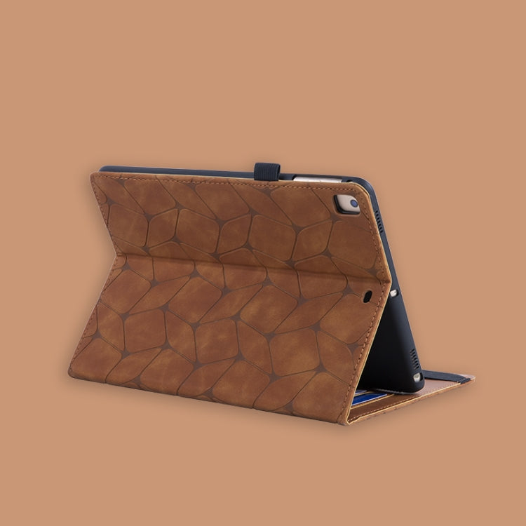 For iPad Pro 11 2022 / 2021 / 2020 Embossed Geometric Leather Smart Tablet Case - Brown