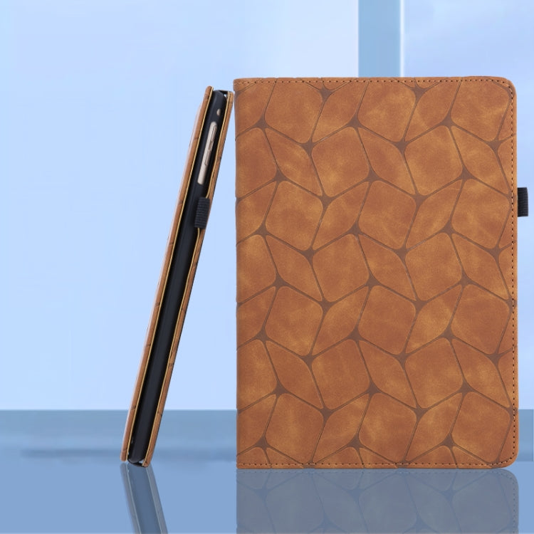 For iPad 2025 / 2022 Embossed Geometric Leather Smart Tablet Case - Brown