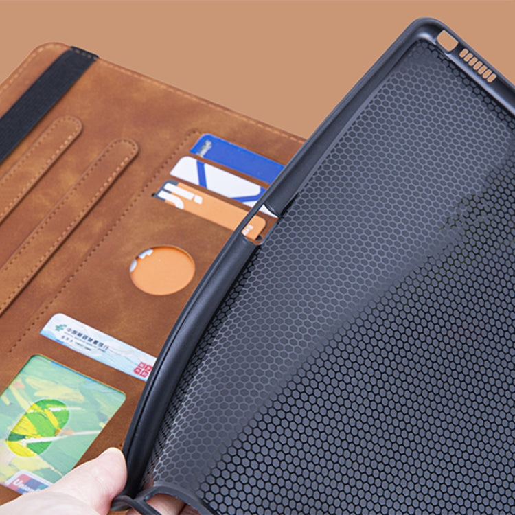 For iPad 2025 / 2022 Embossed Geometric Leather Smart Tablet Case - Brown