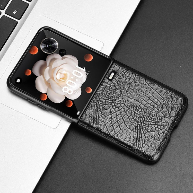 For Honor Magic V Flip Crocodile Texture Back Cover Phone Case
