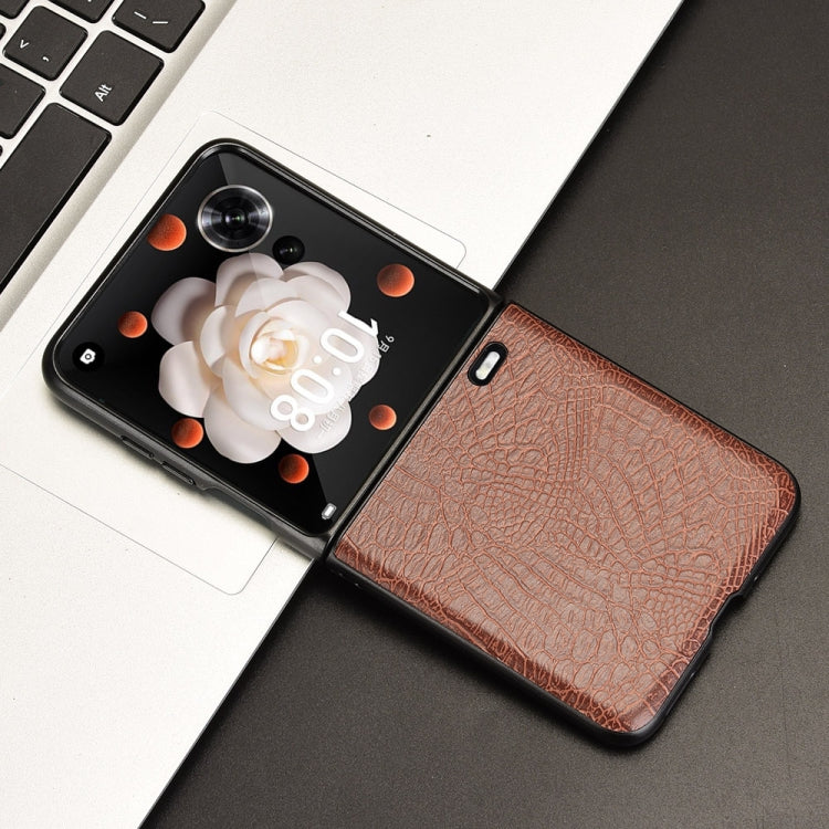 For Honor Magic V Flip Crocodile Texture Back Cover Phone Case