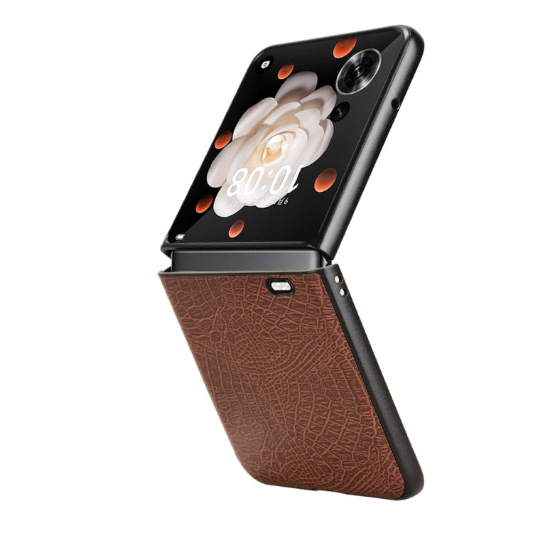 For Honor Magic V Flip Crocodile Texture Back Cover Phone Case