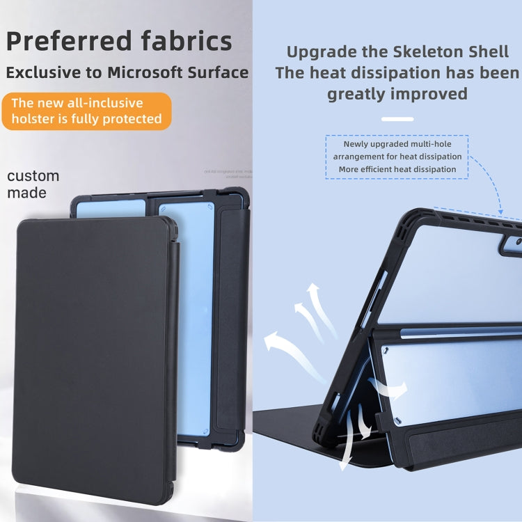 For Microsoft Surface Pro 9 / 10 / 11 Conjoined Acrylic Leather Tablet Case - Black