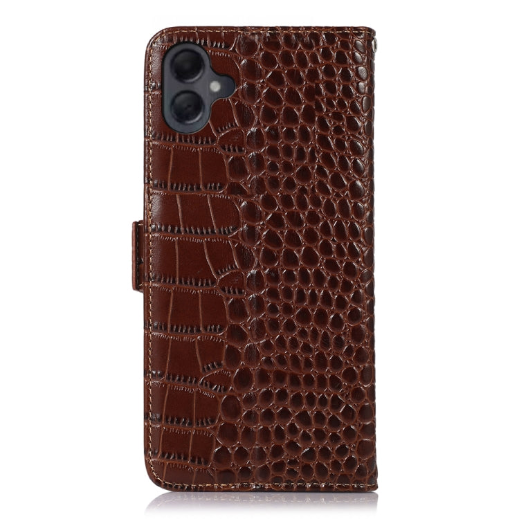 For Samsung Galaxy A06 4G Crocodile Top Layer Cowhide Leather Phone Case
