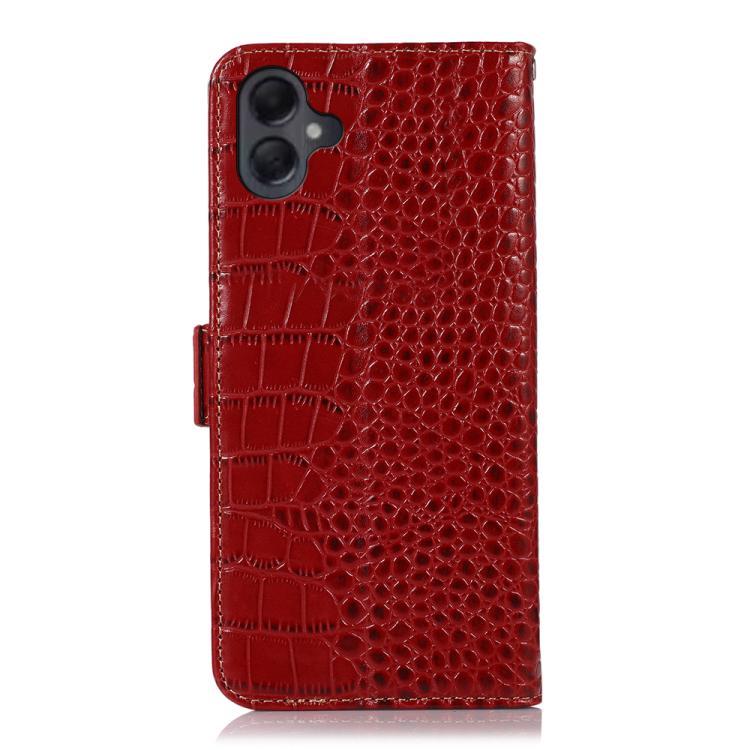 For Samsung Galaxy A07 5G Crocodile Top Layer Cowhide Leather Phone Case