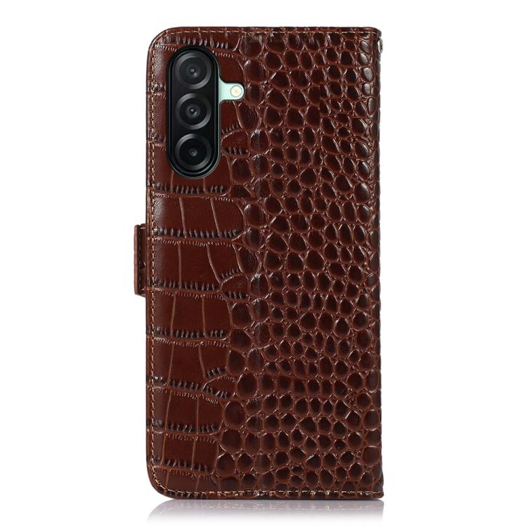 For Samsung Galaxy A27 5G Crocodile Top Layer Cowhide Leather Phone Case