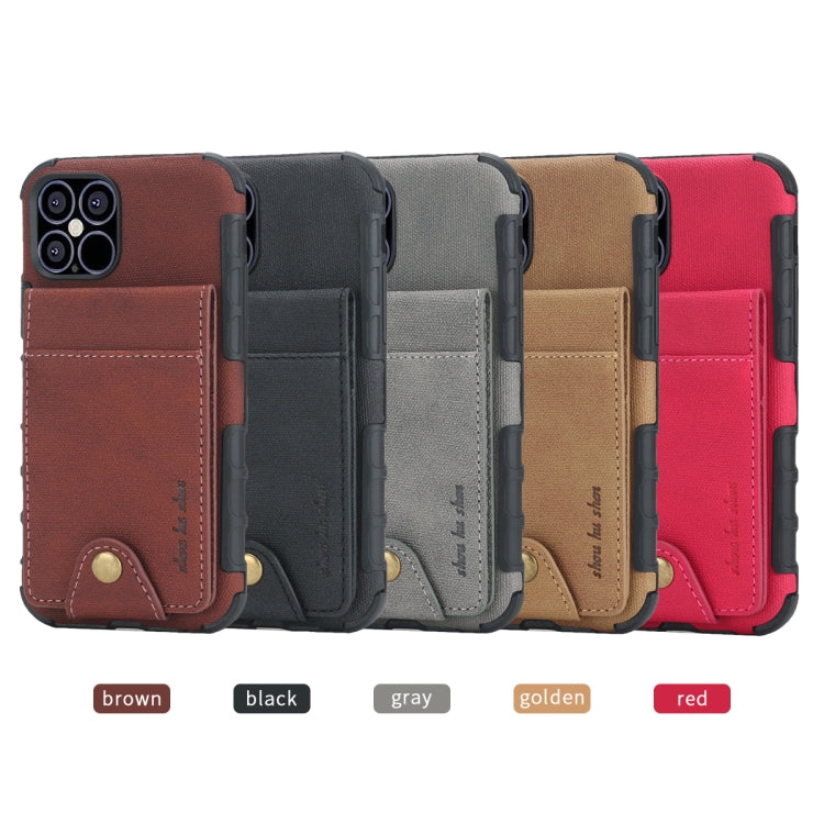 For iPhone 12 mini Cloth Texture + TPU Vertical Flip Case with Card Slots