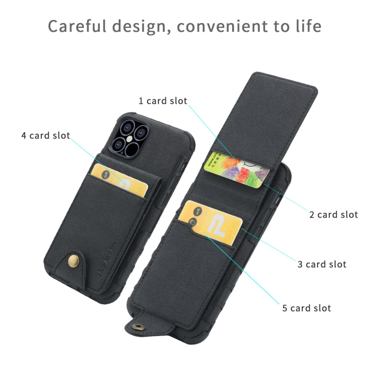 For iPhone 12 / 12 Pro Cloth Texture + TPU Vertical Flip Case with Card Slots