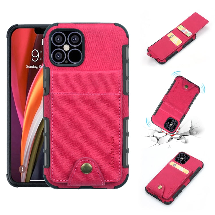 For iPhone 12 / 12 Pro Cloth Texture + TPU Vertical Flip Case with Card Slots