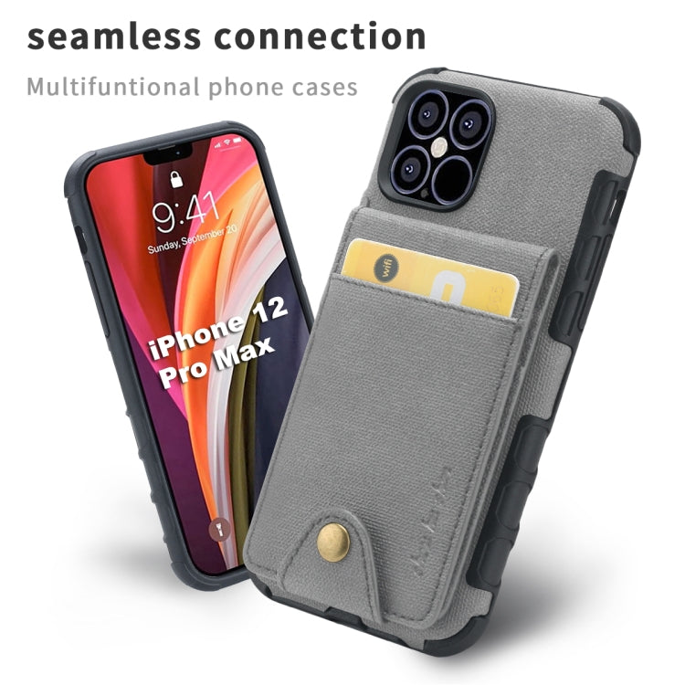 For iPhone 12 / 12 Pro Cloth Texture + TPU Vertical Flip Case with Card Slots