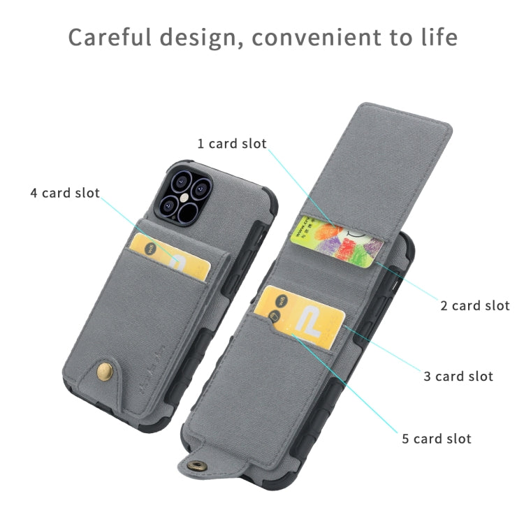 For iPhone 12 / 12 Pro Cloth Texture + TPU Vertical Flip Case with Card Slots