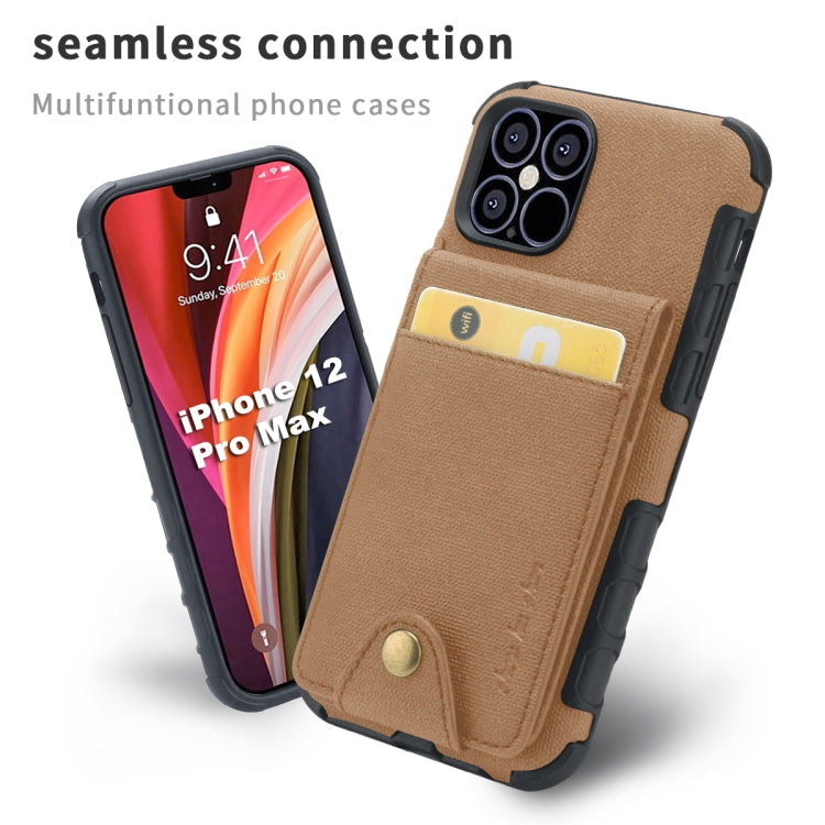 For iPhone 12 / 12 Pro Cloth Texture + TPU Vertical Flip Case with Card Slots