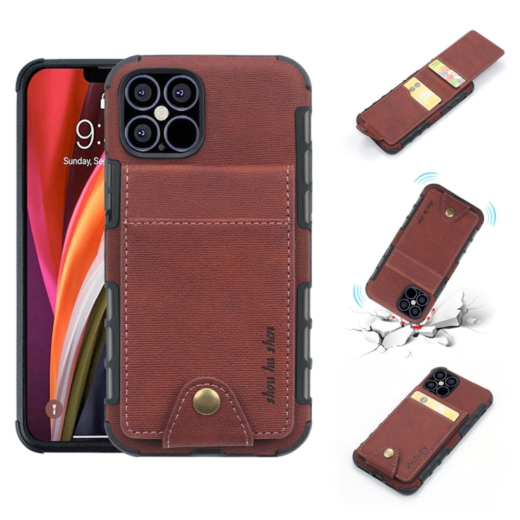 For iPhone 12 / 12 Pro Cloth Texture + TPU Vertical Flip Case with Card Slots