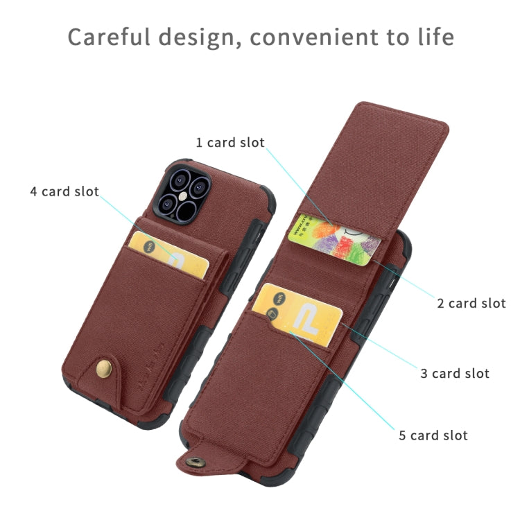 For iPhone 12 / 12 Pro Cloth Texture + TPU Vertical Flip Case with Card Slots