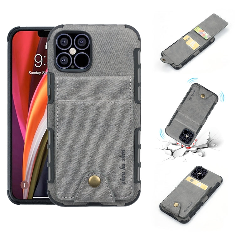 For iPhone 12 Pro Max Cloth Texture + TPU Vertical Flip Case with Card Slots