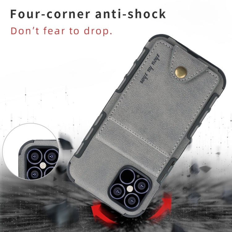 For iPhone 12 Pro Max Cloth Texture + TPU Vertical Flip Case with Card Slots