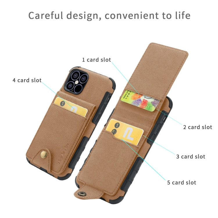 For iPhone 12 Pro Max Cloth Texture + TPU Vertical Flip Case with Card Slots