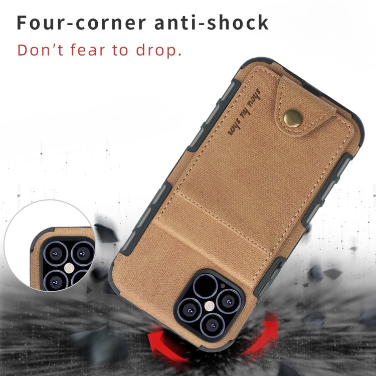For iPhone 12 Pro Max Cloth Texture + TPU Vertical Flip Case with Card Slots