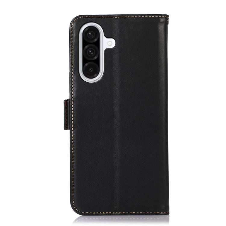 For Samsung Galaxy A36 Magnetic Crazy Horse Texture Genuine Leather RFID Phone Case