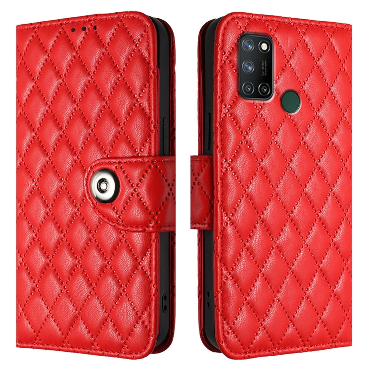 For Realme C17 / 7i Rhombic Texture Flip Leather Phone Case with Lanyard