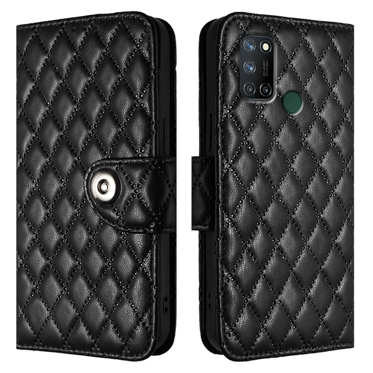 For Realme C17 / 7i Rhombic Texture Flip Leather Phone Case with Lanyard